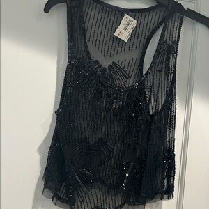 LONDONJEAN Black Sequin Tank Top